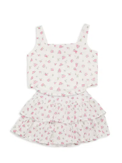 Design History Kids' Girl's Two-piece Skort Set In Cherry Pink