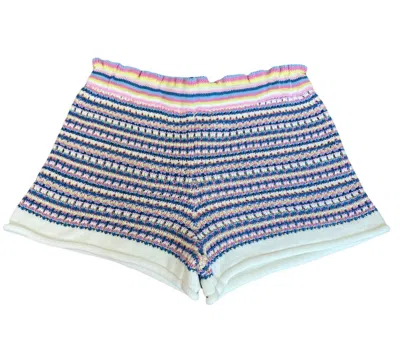 Design History Kids' Girls Blue Knit Shorts In Multi
