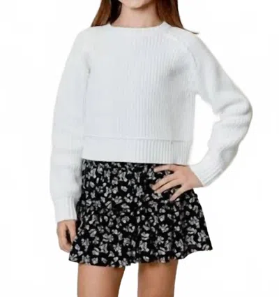 Design History Kids' Girls Boxy Knit Sweater In White