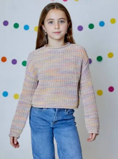 Design History Girls Rainbow Combo Sweater In Multi In Neutral