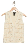 Design History Granny Square Crochet Sweater Vest In Linen