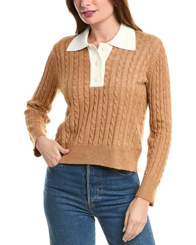 Design History Half Placket Sweater In Brown