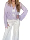 Design History Jasmine V Neck Bow Tie Sweater In Lilac