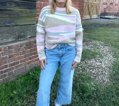 Design History Josephine Sweater In Pink And Neutral