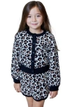Design History Kids' Animal Print Cardigan & Skirt Set In Black