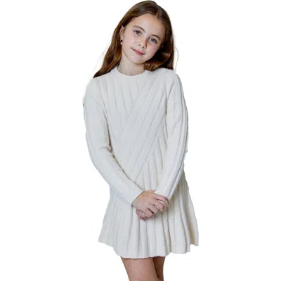 Design History Kids' Asymmetric Rib Sweater Dress In Brown