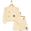 Design History Kids' Cardigan Sweater & Skirt Set In Winter Wheat