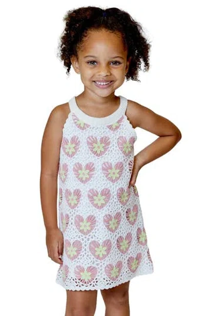 Design History Kids' Crochet Heart Dress In Pink