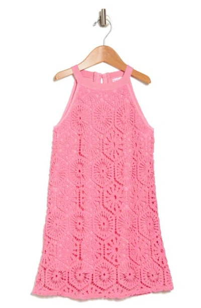 Design History Kids' Crochet Tank Dress In Pink Blast