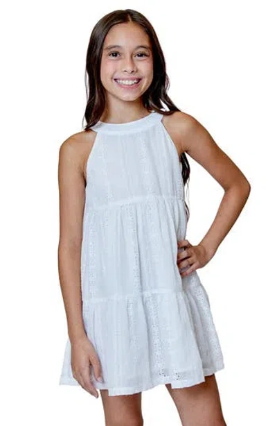 Design History Kids' Embroidered Sleeveless Dress In White