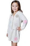 Design History Kids' Floral Embroidered Cardigan & Skirt Set In White