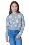Design History Kids' Floral Pullover Sweater In Gray