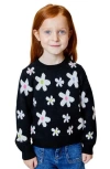 Design History Kids' Floral Sweater In Black