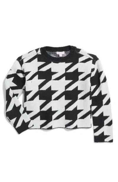 Design History Kids' Houndstooth Sweater In Black/white