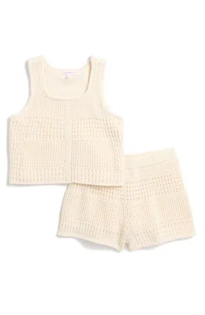 Design History Kids' Sweater Knit Tank & Shorts Set In Vanilla