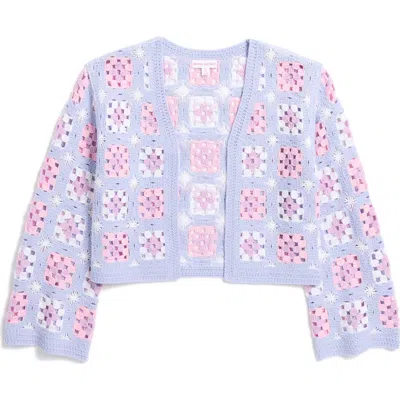 Design History Kids' Openwork Knit Cardigan In Morning Sky