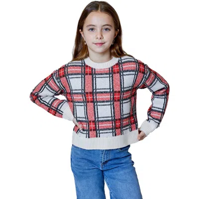Design History Kids' Plaid Sweater In Brown