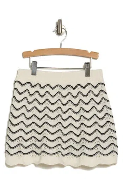 Design History Kids' Pointelle Stripe Sweater Skirt In Vanilla