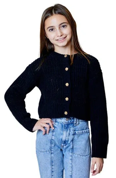 Design History Kids' Solid Cardigan In Black