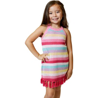 Design History Kids' Stripe Open Knit Dress In Red