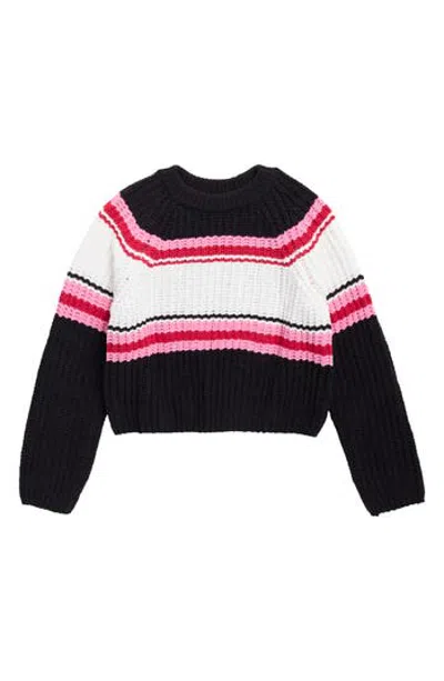 Design History Kids' Stripe Sweater In Black Combo