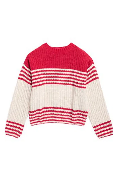Design History Kids' Stripe Sweater In Ruby Combo