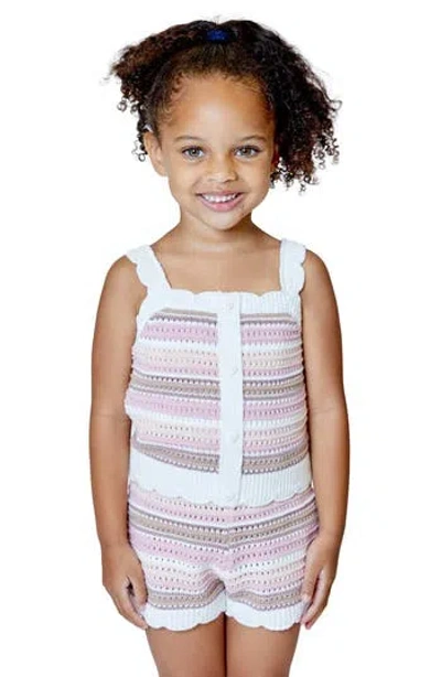 Design History Kids' Stripe Sweater Tank & Shorts Set In Pink