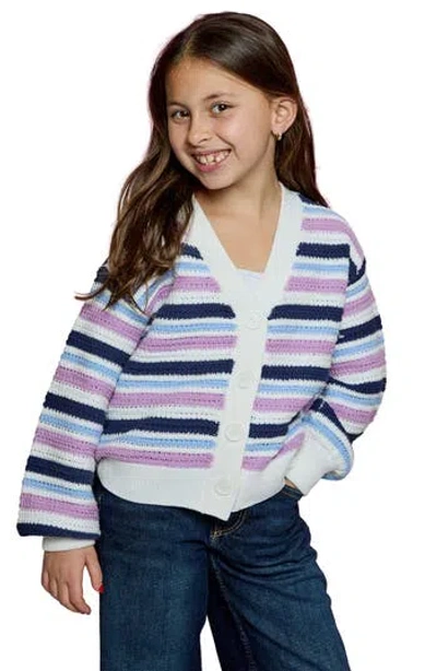 Design History Kids' Striped Cardigan In Blue