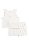 Design History Kids' Crinkle Gauze Vest & Shorts Set In Off White