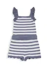 Design History Little Girl's 2-piece Striped Crochet Top & Shorts In Blue Waves