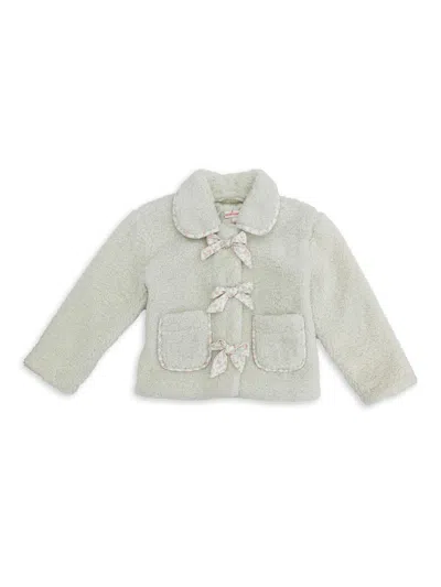 Design History Little Girl's Bow-accent Sherpa Jacket In Beige