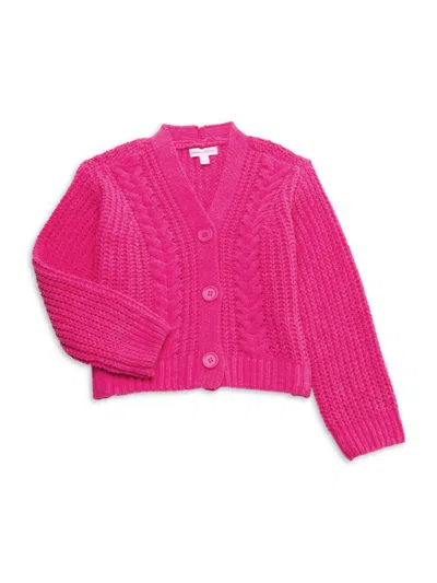 Design History Kids' Little Girl's Cable-knit Cardigan In Pink