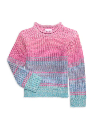 Design History Kids' Little Girl's Striped Knit Sweater In Pink
