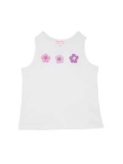 Design History Kids' Little Girl's Crochet Floral Tank In White