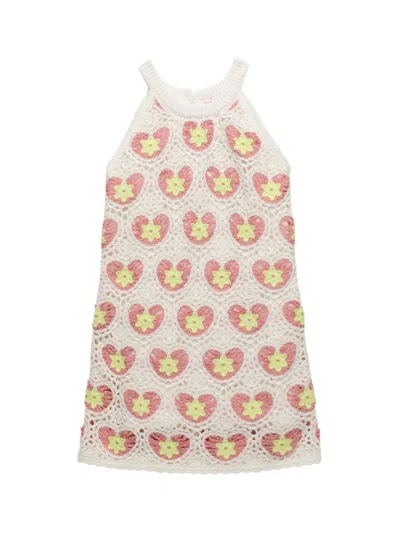 Design History Kids' Little Girl's Crochet Knit Heart Dress In White