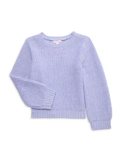 Design History Kids' Little Girl's Floral Embroidered Sweater In Lilac