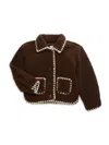 Design History Little Girl's Textured Cardigan In Coffee
