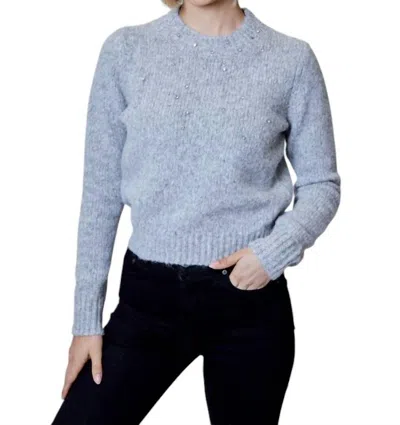 Design History Long Sleeve Embellished Sweater In Heather Stone In Multi