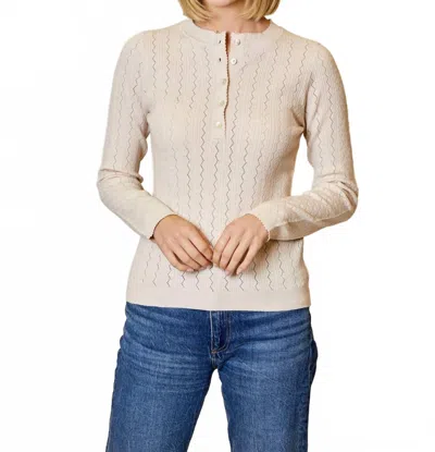 Design History Long Sleeve Sweater With Buttons In Cream In Neutral