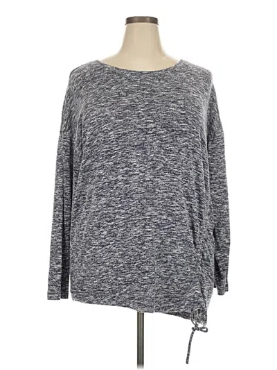 Pre-owned Design History Long Sleeve Top Gray Crew Neck Tops