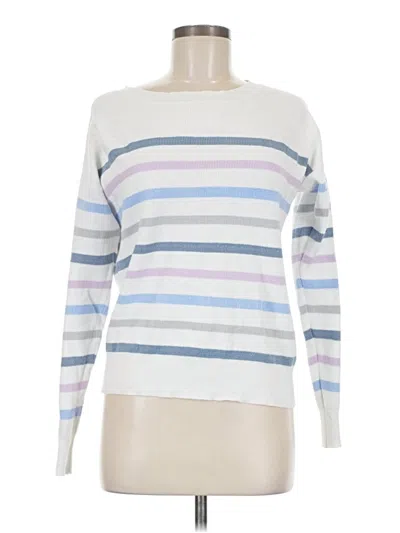 Pre-owned Design History Long Sleeve Top White Boatneck Tops