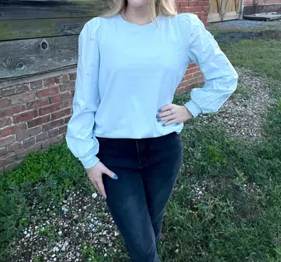 Design History Lorelei Long Sleeve Top In Blue Frost