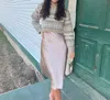 Design History 2pc Lou Wool-blend Sweater Slip Dress In Neutral