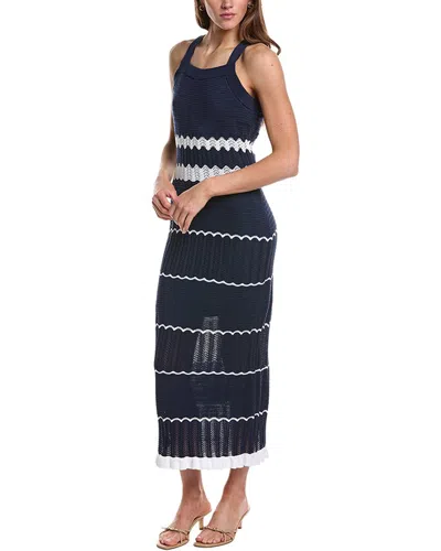 Design History Mixed Stitch Tank Maxi Dress In Blue