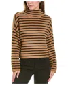 Design History Mock Neck Stripe Sweater In Antique Oak And Black In Multi