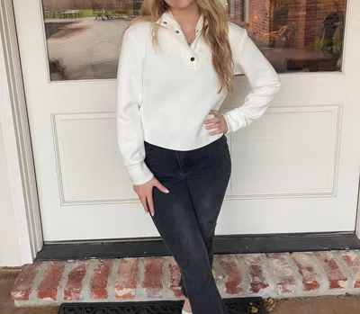 Design History Myra Mock Neck Top In White