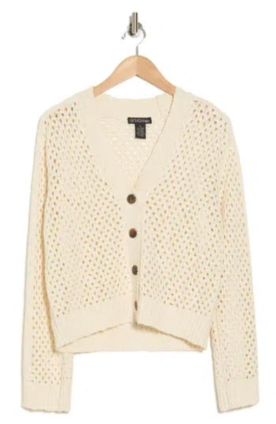 Design History Open Knit Cardigan In Canvas