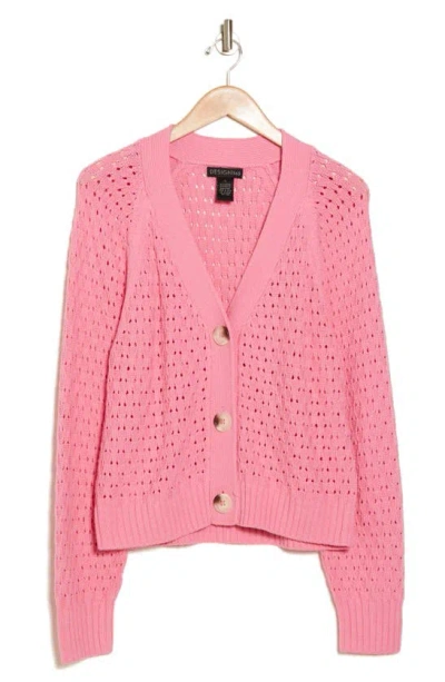 Design History Open Knit Cardigan In Pink