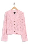 Design History Open Knit Cardigan In Sugar Plum