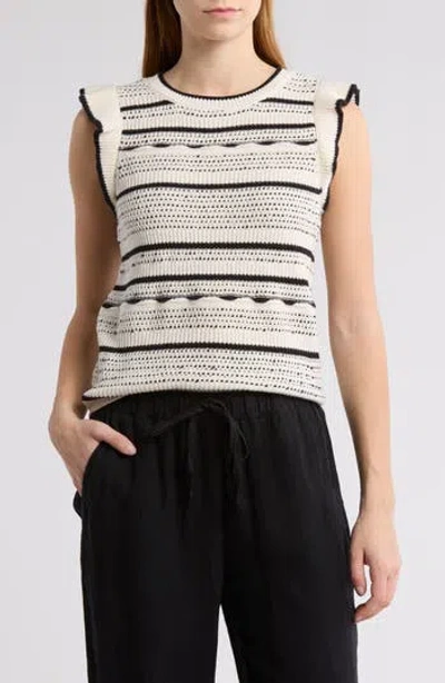 Design History Open Stitch Vest In Black/cream